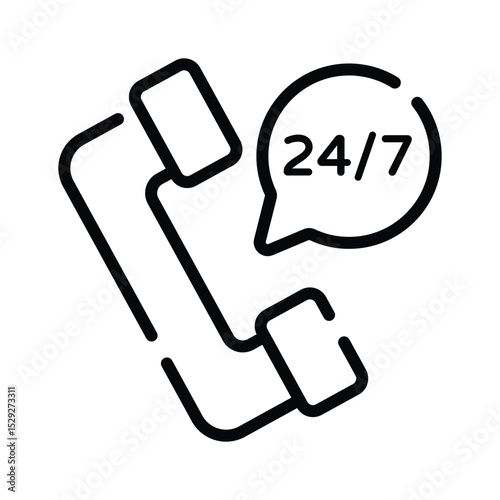 A outline style icon showing customer support phone call