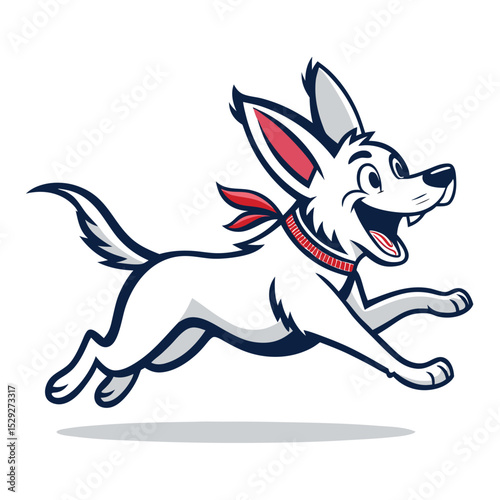 Joyful Running Dog Cartoon Illustration