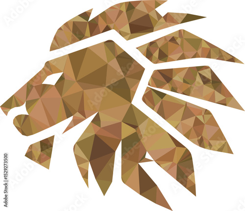 Geometric lion head logo design in warm orange tones for branding and creative projects