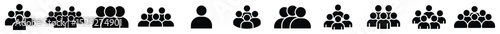 User Group Icon Set – Team and Community Silhouette Symbols for People and Network Concepts. Group of People Icon – Team, Users, Friends, or Squad Symbol. Transparent Background
