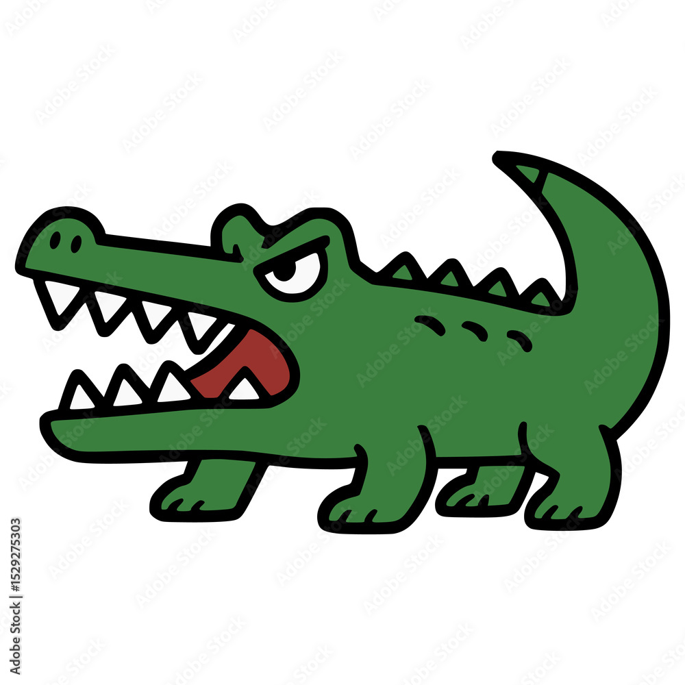 Obraz premium angry crocodile wild animal flat color vector illustration template design