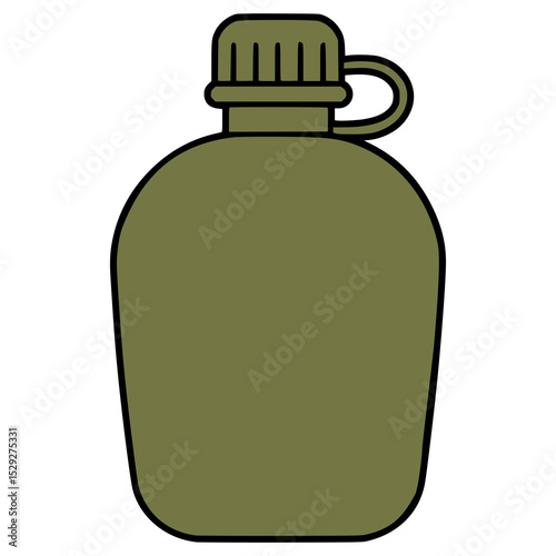 military water bottle drink beverage flat color vector illustration template design
