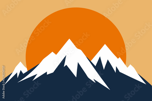 Majestic Mountains at Sunset A Stunning Minimalist Landscape Illustration