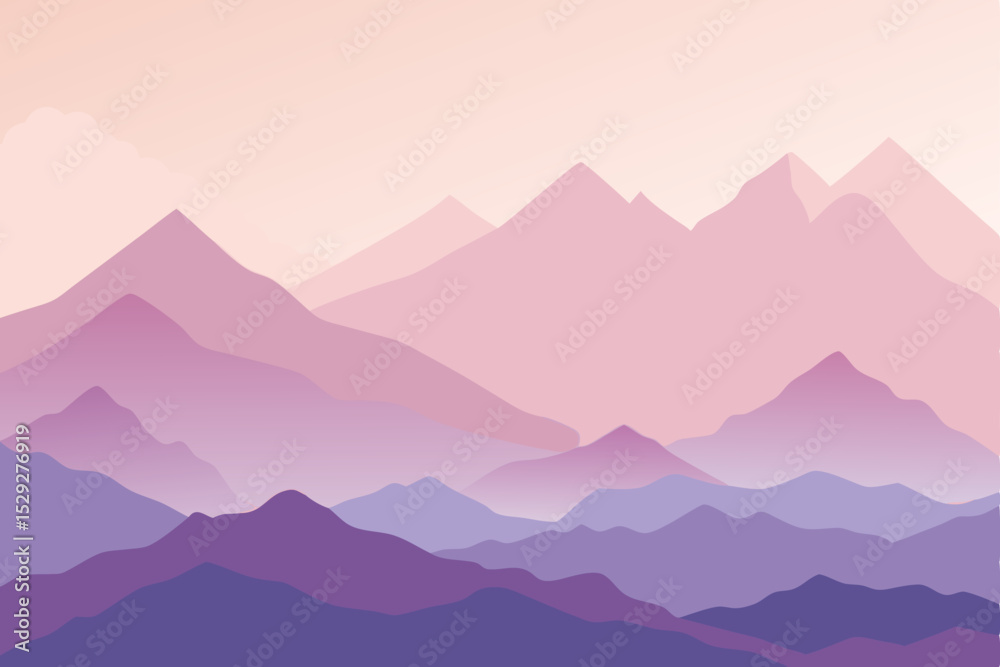 Naklejka premium Serene Pastel Mountains A Dreamy Landscape Illustration