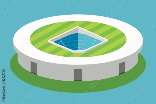Futuristic Stadium Design Circular Arena with In-Ground Playing Field