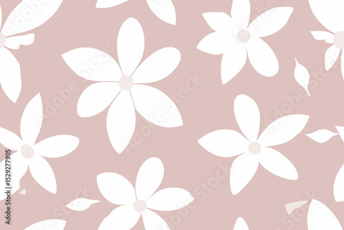 Elegant Blush Pink and White Floral Pattern Seamless Design Perfect for Fabric, Wallpaper, and More