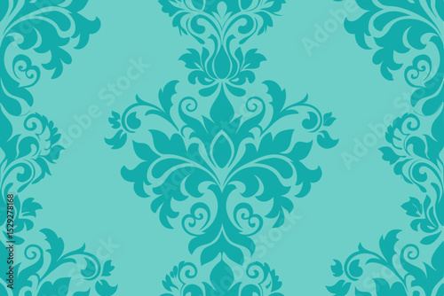 Elegant Teal Damask Seamless Pattern  A Luxurious Design for Fabrics and Wallpapers