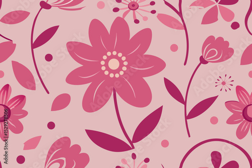 Elegant Pink Floral Pattern Seamless Design for Textile, Fabric, and Wallpaper
