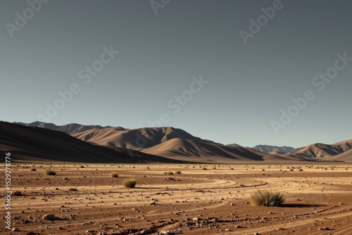 a minimalistic landscape with broad washes of muted earth tones and sharp contrasting shadows, symbolizing feelings of isolation, resilience, and endurance under a vast