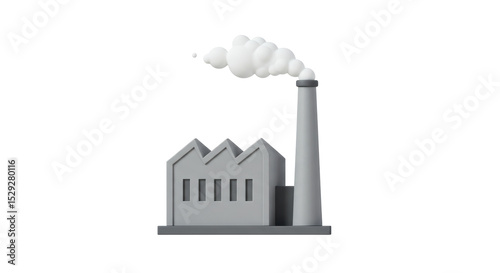 Isolated Factory Building with Smoke