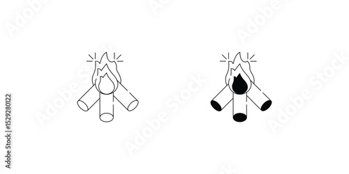 bonfire set icon with white background vector stock illustration