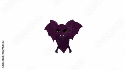 Halloween festival, dark purple bat flying 2D flat art motion graphics animation footage.