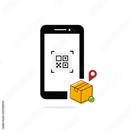 smartphone with qr code for tracking delivery parcel