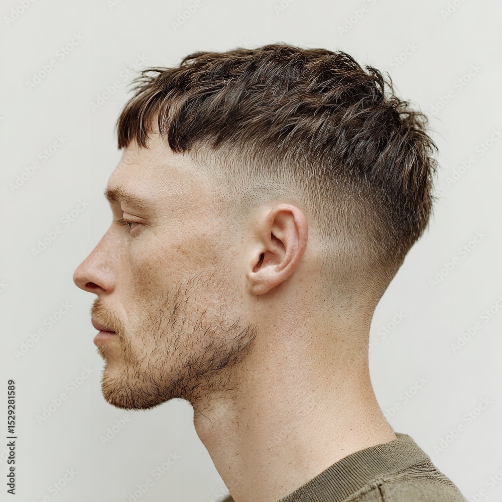 Obraz premium Explore the latest men's haircut trends: a stylish guide to textured crop and fade hairstyles now