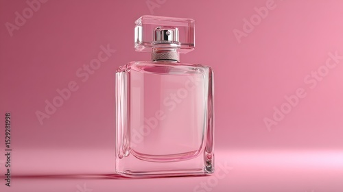 Elegant Pink Perfume Bottle on Pink Background