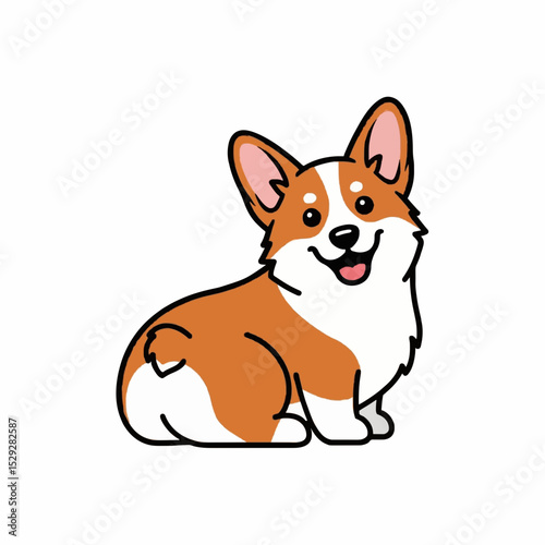 Adorable Cartoon Pembroke Welsh Corgi Dog Illustration Design
