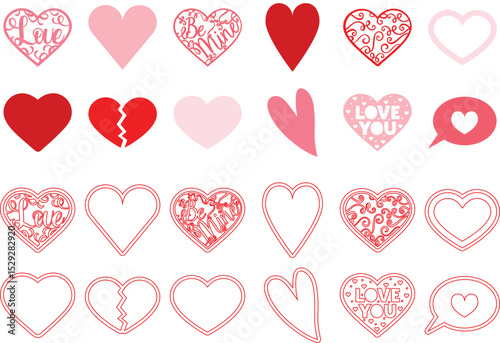 bundle of hearts love set icons
