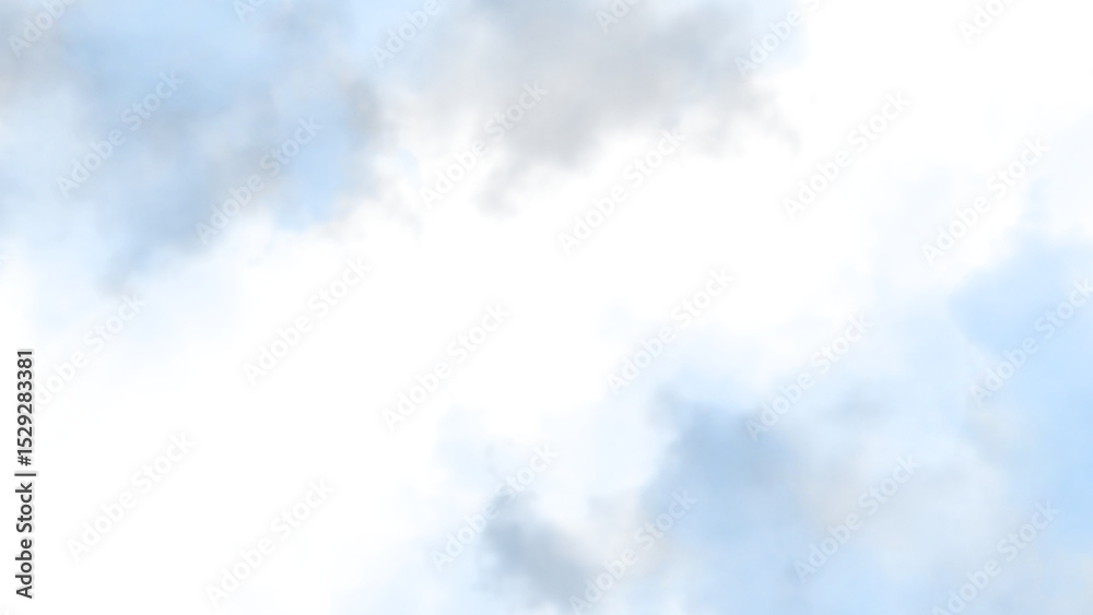 Obraz premium Soft blue-white cloud background with wide copy space in center; airy backdrop for banners, slides and social posts