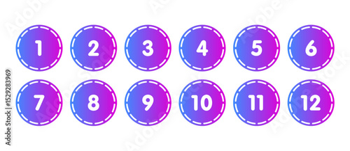 Numbers 1-12 concept. Numbers 1-12 for business, education, technology world