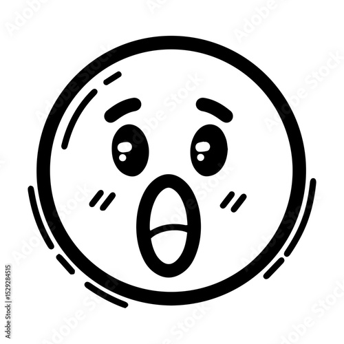 Outline style emoji expressing surprise or awe. Features wide eyes and a wide-open mouth, conveying a sense of shock or wonder. Can be used for strong positive or negative surprise, wonder, excitement