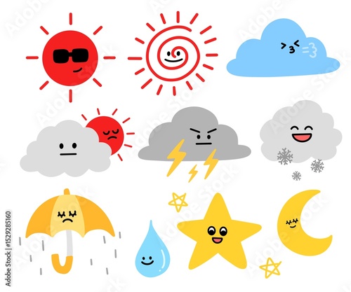 날씨 표정 이모티콘 캐릭터(weather emoticon character)