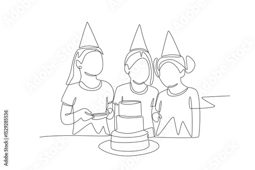 Birthday celebrations concept one-line drawing