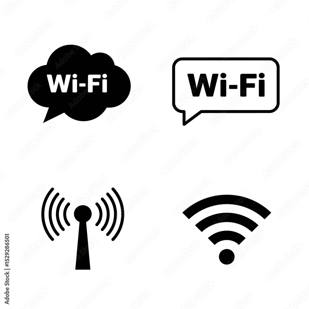 wireless network icon set vector