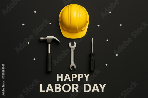 Happy labor day tools background construction worker day