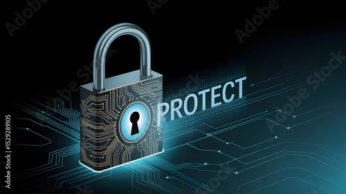 Digital security concept illustrated by a padlock representing data protection and network safety