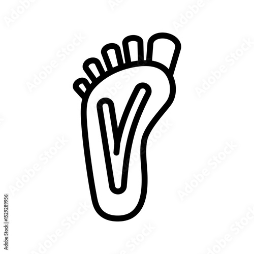 Foot kinesio tape outline icon. Elastic therapeutic tape. Swollen feet. Decreasing pain and stiffness. Muscles swelling and pain reduction. Relieving pressure. Joints and ligaments support. Isolated