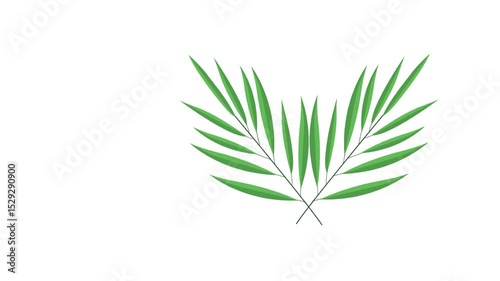 draw decorative design with various green leaf on white background
