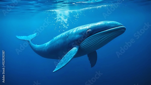Majestic Blue Whale Underwater A Stunning Illustration of Ocean's Gentle Giant
