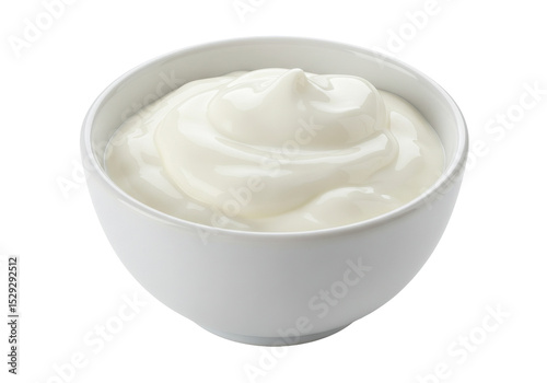 Creamy white yogurt in a smooth bowl, highlighting its texture and freshness