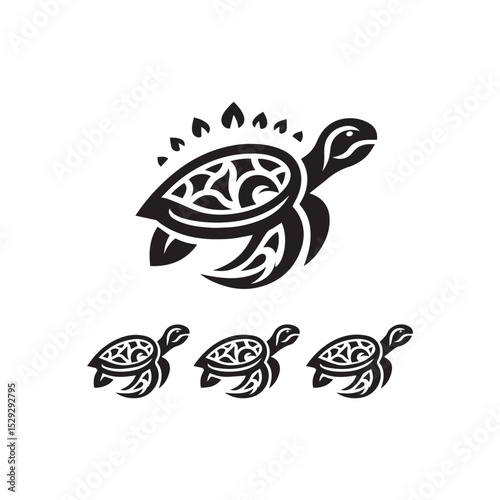 turtle logo, editable vector image