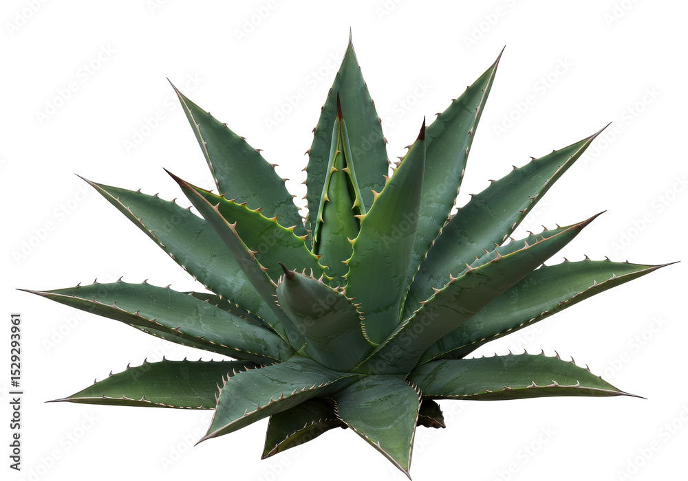 Fototapeta premium Lush green agave plant showcasing vibrant leaves against a plain background