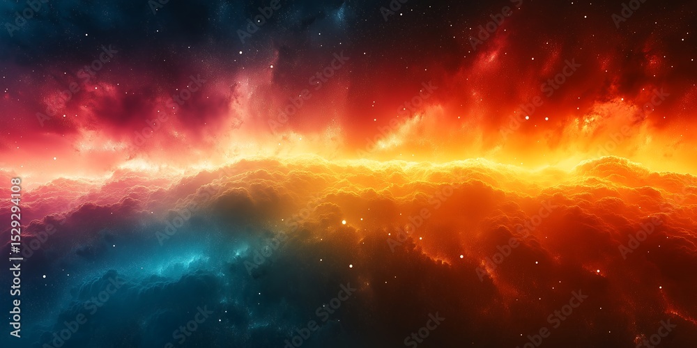 Fototapeta premium Rainbow mockup colorful sky nature weather arc spectrum light refraction after rain bright vibrant beautiful ai generated art