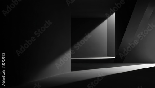 Dark Geometric Interior With Dramatic Lighting