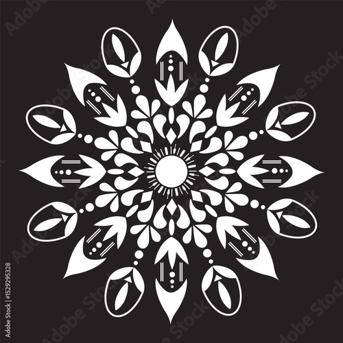 Simple floral and flowers mandala art, mandala design art for holiday decoration, perfect decorative design elements