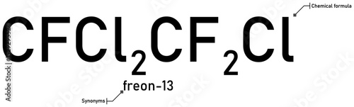Freon-13 chemical formula and synonyms with callout titles