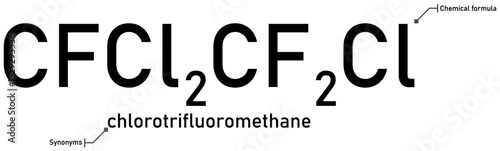 Chlorotrifluoromethane chemical formula and synonyms with callout titles