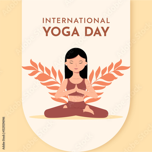 Illustration of people doing asana and meditation on the occasion of International Yoga Day.