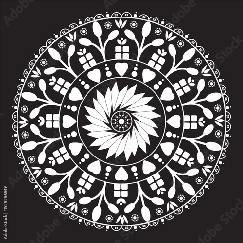 Simple floral and flowers mandala art, mandala design art for holiday decoration, perfect decorative design elements