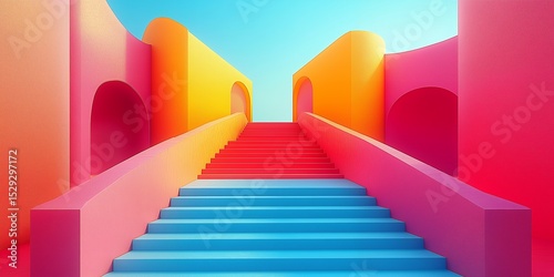 Vibrant stairs mockup thrill adventure excitement fun fair entertainment loop ai generated art
