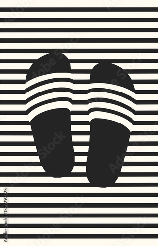 Minimilist two black and white striped slides on a background of horizontal alternating black and white lines vector