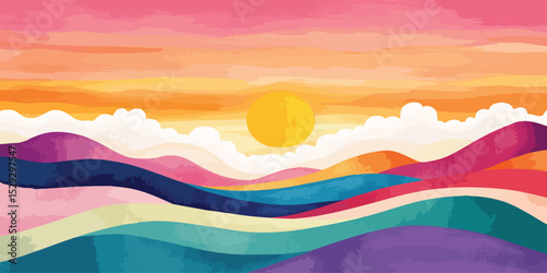 Colorful landscape sunset