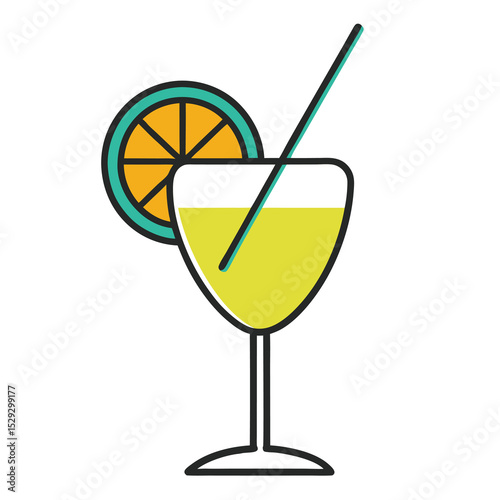 Colorful cocktails with lemon lime and ice in glasses at a bar party