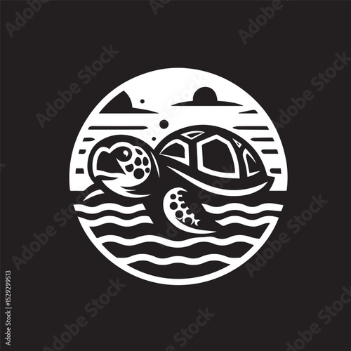 turtle logo, editable vector image