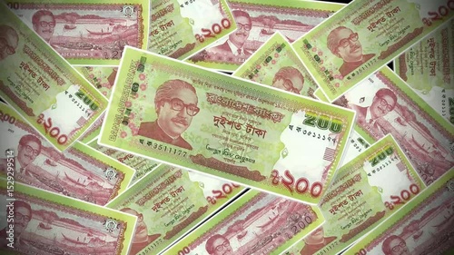 Bangladeshi Taka Two Hundred Banknote Animation Old