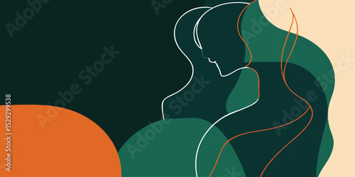 Abstract Profile Silhouettes with Organic Shapes