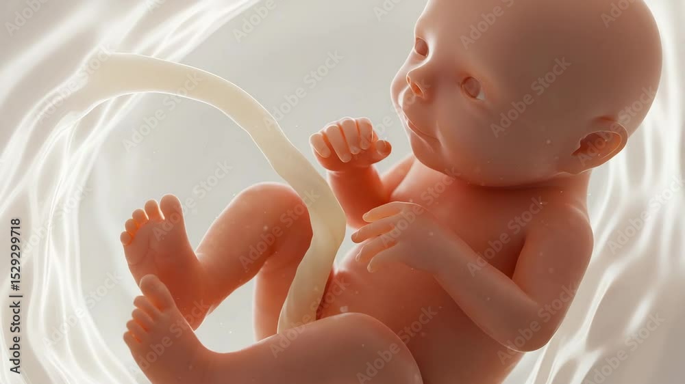 Fetus development inside amniotic sac